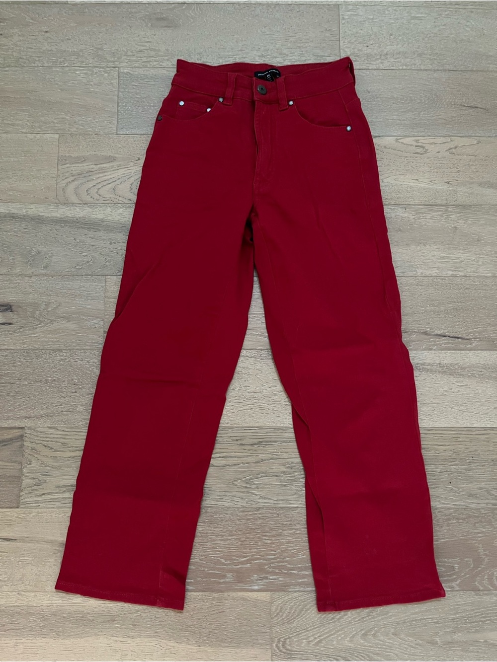 Universal Standard Mid-Rise Cropped Straight Leg Red Jeans